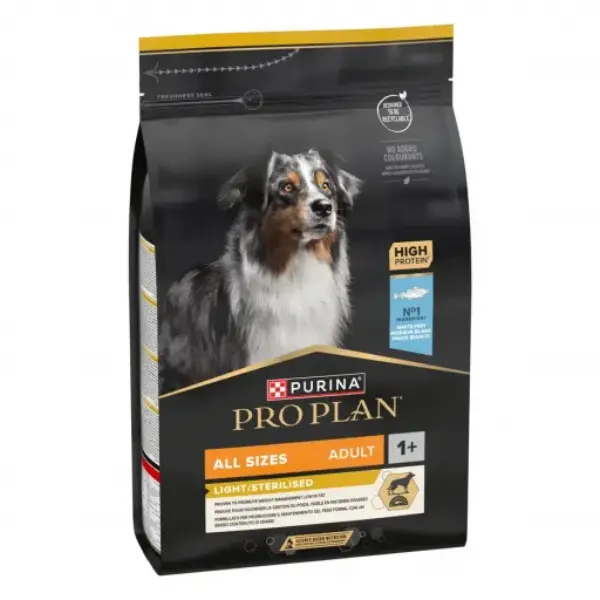 PURINA PRO PLAN Pienso Light/Sterilised de Pescado Blanco para Perros