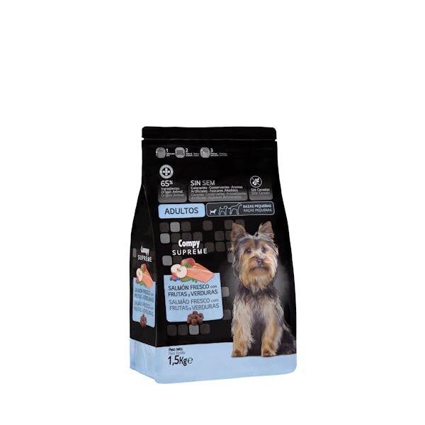 Compy  Mercadona Comida perro adulto Supreme salmón fresco razas pequeñas 1.5kg