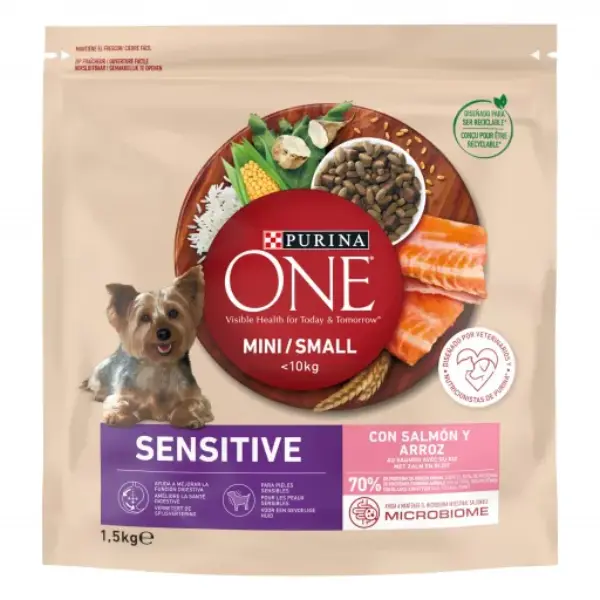 PURINA ONE Pienso Mini Dog Delicate Salmon y Arroz 1