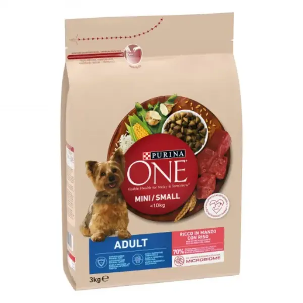 PURINA ONE Pienso Mini Dog Adult Buey y Arroz 3 Kg