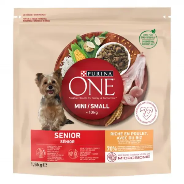 PURINA ONE Pienso Mini Dog Senior Pollo y Arroz 1