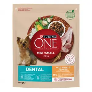 PURINA ONE Pienso Dental para Perros Mini de Pollo y Arroz 800 GR