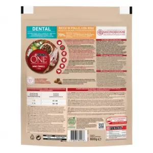 PURINA ONE Pienso Dental para Perros Mini de Pollo y Arroz 800 GR