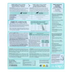 Pienso Marca compy junior para razas medianas y grandes saco de 4kg parte trasera