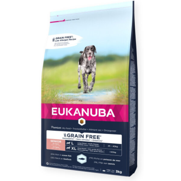 Eukanuba Grain Free Senior Razas Grandes Pescado Azul