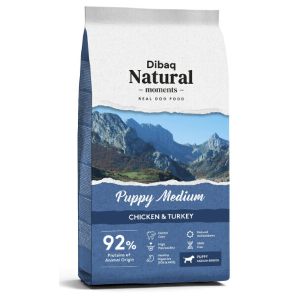 Dibaq Natural Moments Perro Puppy Medium Pollo y Pavo