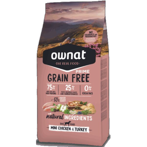 Ownat Grain Free Prime Mini Adult Chicken Turkey Perro 3kg