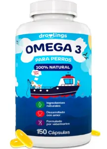 botella de omega 3 con 150 capsulas de la marca droolings